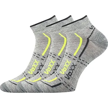Pánské ponožky VOXX Ponožky krátké slabé REX 11 bavlněné SVĚTLE ŠEDÉ MELÉ se žlutou (3&nbsp;páry) 43-46 113585