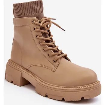 Dámské kozačky Dámské kozačky s ponožkou v barvě Rivella Barva: Béžová, Velikost: 40