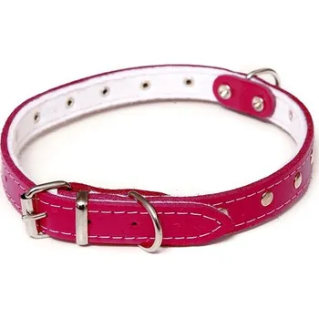 Obojek pro psa Bafpet Kožený zdobený obojek Stella podšitý filcem - Fuchsie, 18mm × 50cm /40-46/ 01114