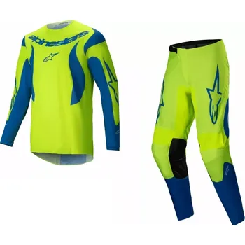 Moto dres a Motokrosový komplet kalhot a dresu ALPINESTARS FLUID HAUL barva fluo žlutá/modrá velikost 34+L