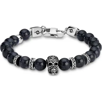 Náramek Rico | Náramek s lebkou a modrým pískovcem z nerezové oceli stříbrné barvy - Arkai