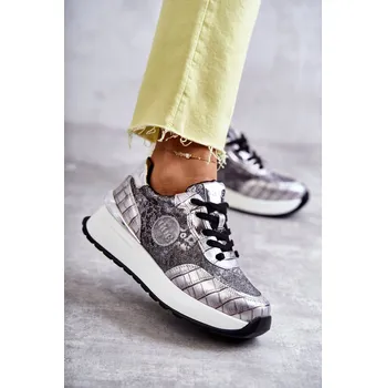 Dámské tenisky Dámská sportovní obuv na klínku GOE KK2N4083 Barva: Stříbrná, Velikost: 37