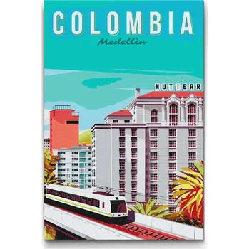 Malování podle čísel - Medellín, Kolumbie Velikost: 40x60cm, Rámování: Pouze srolované plátno