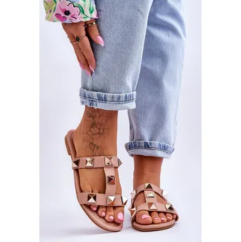 Dámské pantofle Dámské pantofle s velkými cvočky Mercure Barva: Růžová, Velikost: 39