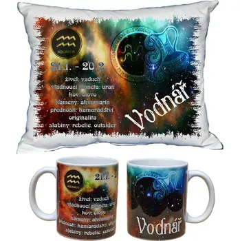 Dekorativní polštářek Znamení Vodnář dárkový set (ZNAMENÍ ZVĚROKRUHU)