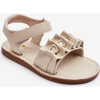 Dívčí obuv Dětské sandály se suchým zipem srdce Havana Barva: Béžová, Velikost: 35