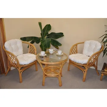 Zahradní sestava Axin Trading s.r.o. Ratanová sedací souprava Bahama malá medová polstry bílé Axin Trading s.r.o.