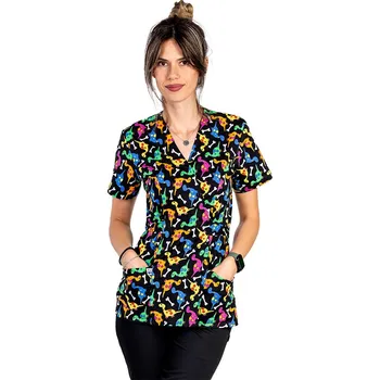 Zdravotnický oděv Zdravotnická halenka - pásek - dinosauři - dámská|drinuniforma.cz