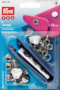 Prym Jersey 390120 narážeč + stiskací knoflíky stříbrné 10 mm 9 ks