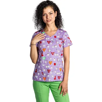 Zdravotnický oděv Fialová zdravotnická halenka - zoubky - dámská | drinuniforma.cz