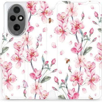 Pouzdro na mobilní telefon Flipové pouzdro Mobiwear - Honor 200 - M124S Růžové květy (Knížkové flip pouzdro, obal, kryt na mobil Honor 200 - M124S Růžové květy, materiál Umělá kůže + TPU - ochrana 360°, stojánek, silikonová vanička, magnetické zavírání)