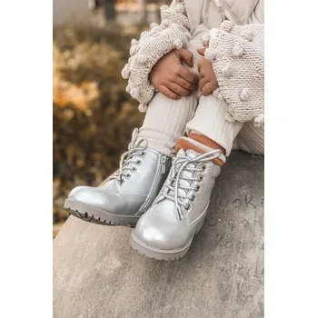 Chlapecká zimní obuv práškové teplé Dětské boty traper Dexter Barva: Stříbrná, Velikost: 23