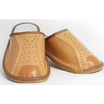 Pánské pantofle Pánské kožené papuče Model 10A, VELIKOST 45