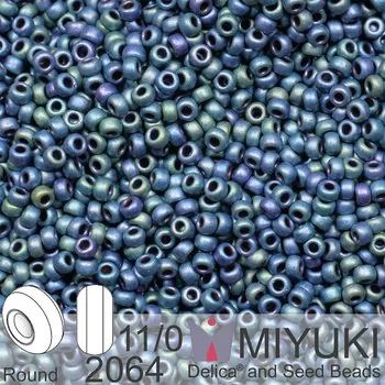 Korálek Korálky Miyuki Round 11/0. Barva 2064 Matte Metallic Blue Green Iris. Balení 5g.