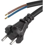 Flexo šňůra gumová, 2P dvoupólová s vidlicí, černá průřez 2x 1,5 mm2 délka 3 metry