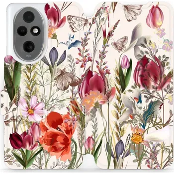 Pouzdro na mobilní telefon Flipové pouzdro Mobiwear - Honor 200 - MP01S Rozkvetlá louka (Knížkové flip pouzdro, obal, kryt na mobil Honor 200 - MP01S Rozkvetlá louka, materiál Umělá kůže + TPU - ochrana 360°, stojánek, silikonová vanička, magnetické zavírání)