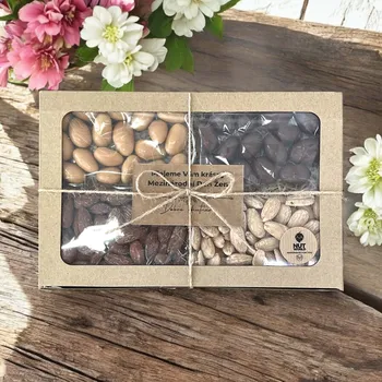 Nutworld.cz Dárková ořechová krabička 4x80g k MDŽ průhledná