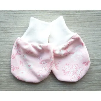 Rukavice AMÁLKA Bavlněné rukavičky růžové květinky Velikost: 68-80