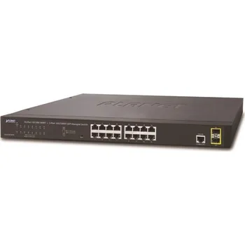 Switch Planet GS-4210-16T2 Switch, L2/L4, 16x 1000Base-T, 2x SFP, Web/SNMPv3, VLAN, QoS, IPv6, fanless