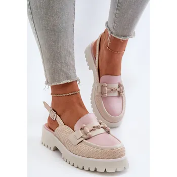 Dámské sandále Dámské sandály na ploché podrážce s ozdobou D&A MR38-656 Barva: Béžová, Velikost: 41