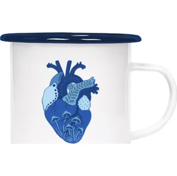 Plecháček - smaltový lem s potiskem Modrobílý plecháček pro srdcaře