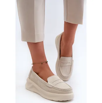 Dámské mokasíny Dámské Semišové Mokasíny Filidia Barva: Béžová, Velikost: 38