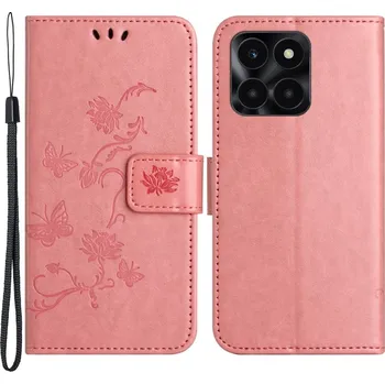Pouzdro na mobilní telefon Flower knížkové pouzdro na Honor X6a - růžové