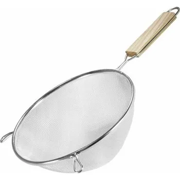 Cedník a síto Cedník pocínovaný, průměr 18 cm, střední tkanivo, dřevěná rukojeť 100031528