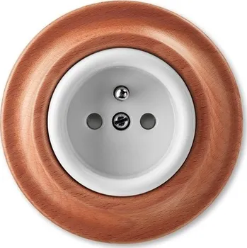 Elektrická zásuvka 6619K-C06347 52 Zásuvka jednonásobná s ochranným kolíkem, bílá (porcelán) / třešeň, ABB, Decento