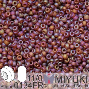 Korálek Korálky Miyuki Round 11/0. Barva 0134FR Matte Transparent Dark Topaz AB. Balení 5g.