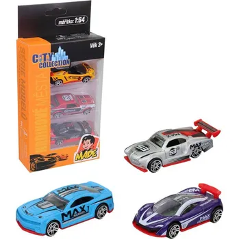autodráha Auto kovové sportovní City Collection 7cm závodnička set 3ks 2 druhy