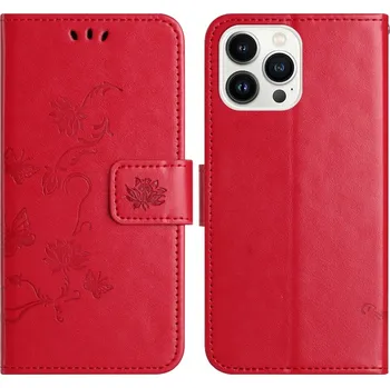 Pouzdro na mobilní telefon Flower knížkové pouzdro na iPhone 16 Pro Max - červené