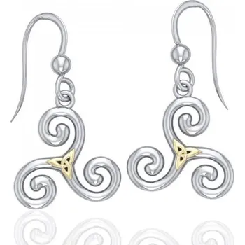 Náušnice Keltské stříbrné náušnice s pozlacenou triquetrou