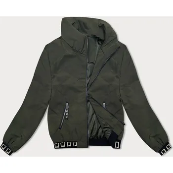 Krátká dámská bunda v army barvě se stojáčkem (5M3161) odstíny zelené S (36)