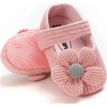 Chlapecké bačkory Pletené bačkory s kytičkou Barva: Růžová, Velikost: 7-12M