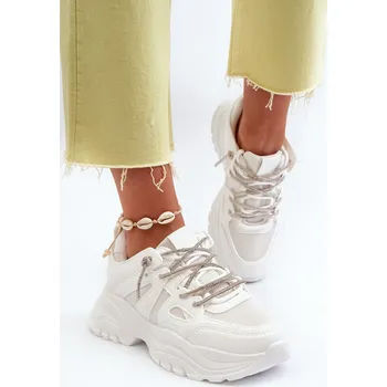 Dámské tenisky Dámské tenisky na masivní podrážce s ozdobným šněrováním Relissa Barva: Bílá, Velikost: 41