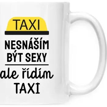 Hrnek malý bílý s potiskem Sexy taxi