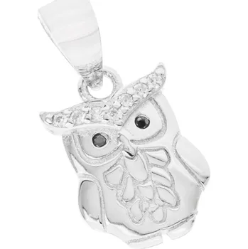Přívěsek Argento 85920 Stříbrný přívěsek - sova, černé kulaté zirkony, čiré kulaté zirkony
