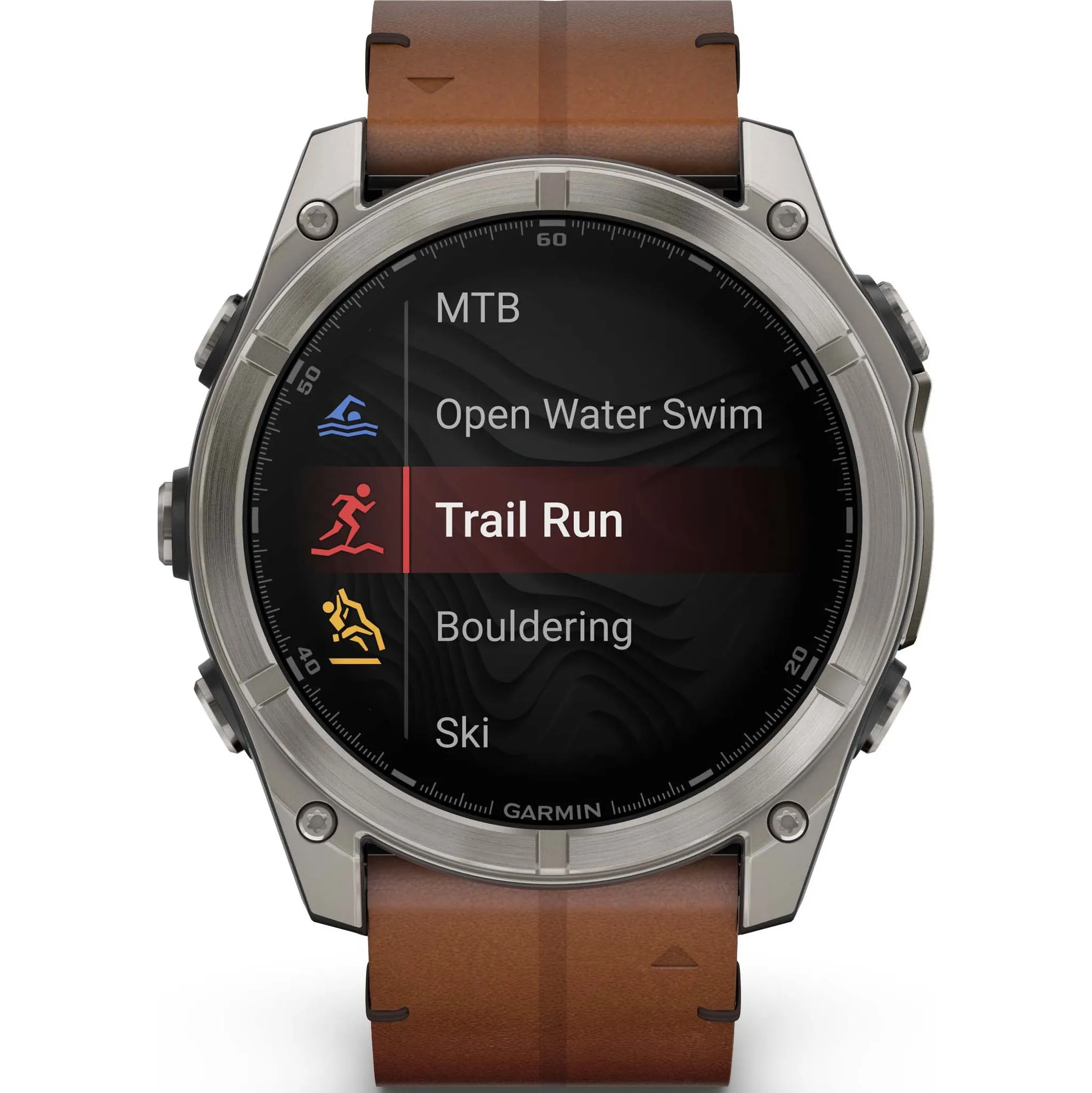 Fotografie 3 - Chytré hodinky Garmin fēnix 8 51 mm Sapphire Titanium/Brown Leather Band