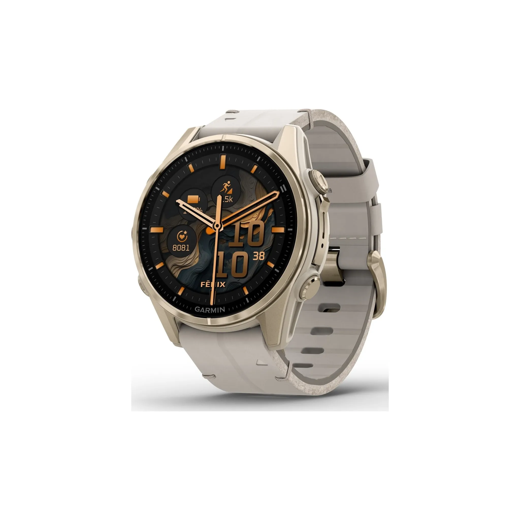 Fotografie 1 - Chytré hodinky Garmin fēnix 8 43 mm AMOLED Sapphire Soft Gold Limestone Leather Band