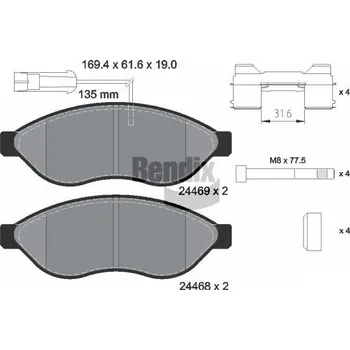 Brzdová destička Sada brzdových destiček, kotoučová brzda BENDIX Braking BPD1040