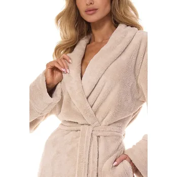Dámské noční prádlo Jemný hřejivý dlouhý župan L&L Camelia 2413 Camelia 3XL Velikost: 3XL, Barva: Béžová
