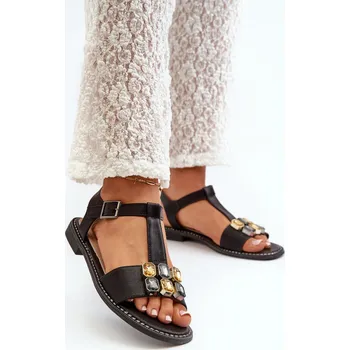 Dámské sandále Elegantní Dámské Sandály S Ozdobnými Detaily S.Barski KV27-030 Barva: Černá, Velikost: 36