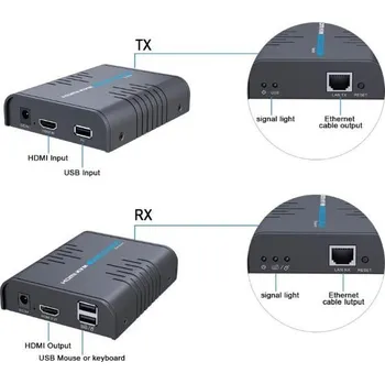 Kabel do PC PREMIUMCORD HDMI KVM extender s USB na 120m přes jeden kabel Cat5/6, bez zpoždění