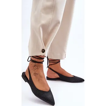 Dámské lodičky Ženy Tkanicí Baleríny Ozdobené Pytlíky Jange Barva: Černá, Velikost: 38