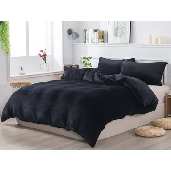Povlečení XPOSE® Prodloužené mikroplyšové povlečení JORGA Exclusive - černé 140x220 cm, 70x90 cm, Mikroplyš + Prodloužená možnost vrácení zboží do 50 dnů