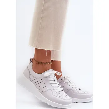 Dámské tenisky Dámské lodičky na klínku z přírodní kůže S.Barski LR482 Barva: Stříbrná, Velikost: 38