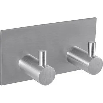 Držák na ručník Věšák DOUBLE koupelnový samolepící chrom, KD02091293