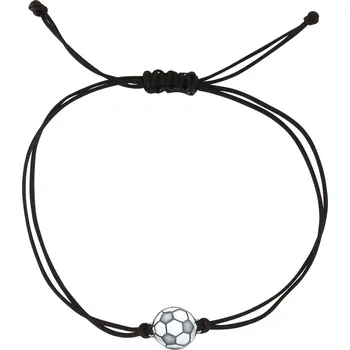 Náramek EVOLUTION GROUP CZ Textilní náramek Kabbalah černý se stříbrným fotbalovým míčem - 13057.3