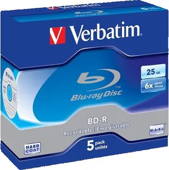VERBATIM BD-R SL(5-pack)Blu-Ray/Jewel/6x/25GB